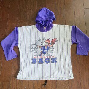 Vintage Quarter Back 3/4 Sleeve Stop Action Sports Wear Hooded Shirt